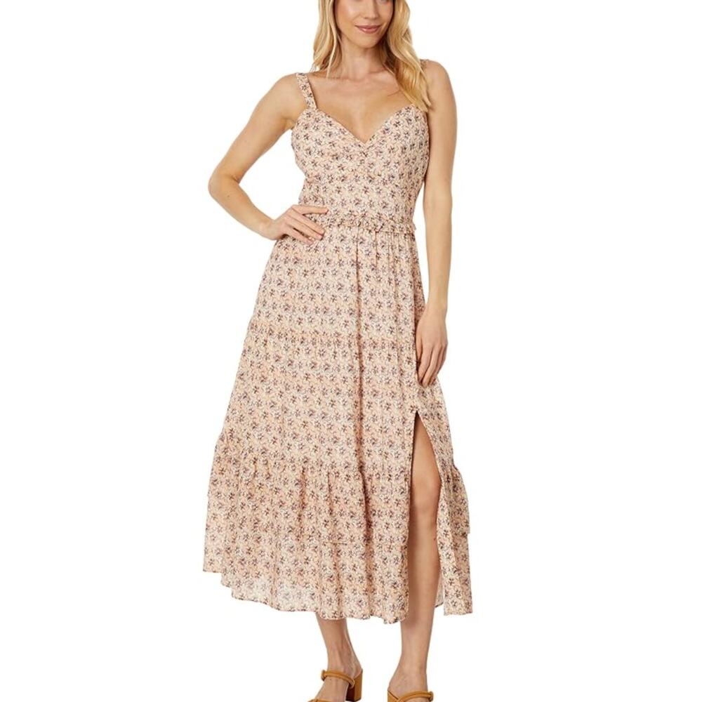 Paige Floral Midi Dress Women’s M Smocked Back Tiered Boho Cottagecore